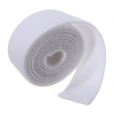 20mm Wide Reusable Hook & Loop Back To Back (White)
