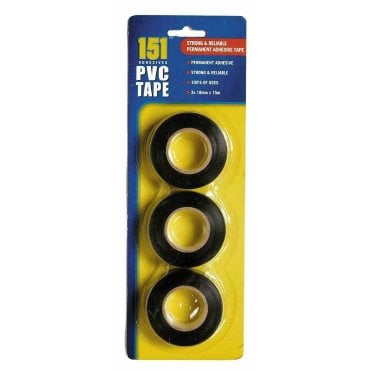 3 Rolls Black PVC insulation Tape 18mm x 15m Each DIY Electrical