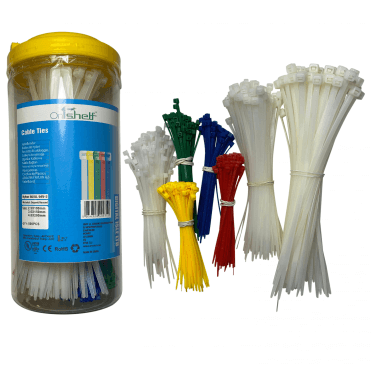 500 Coloured Assorted Nylon Cable Ties – Four Colours and White