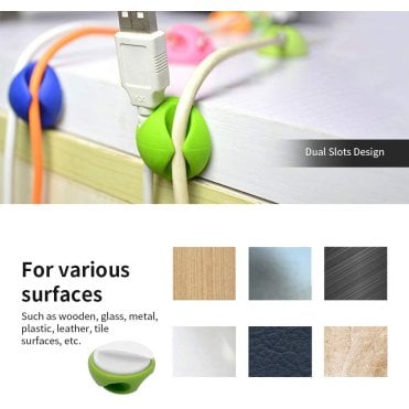 6pcs Adhesive Multipurpose Desktop Cable Holder Phone Cable Winder Clips