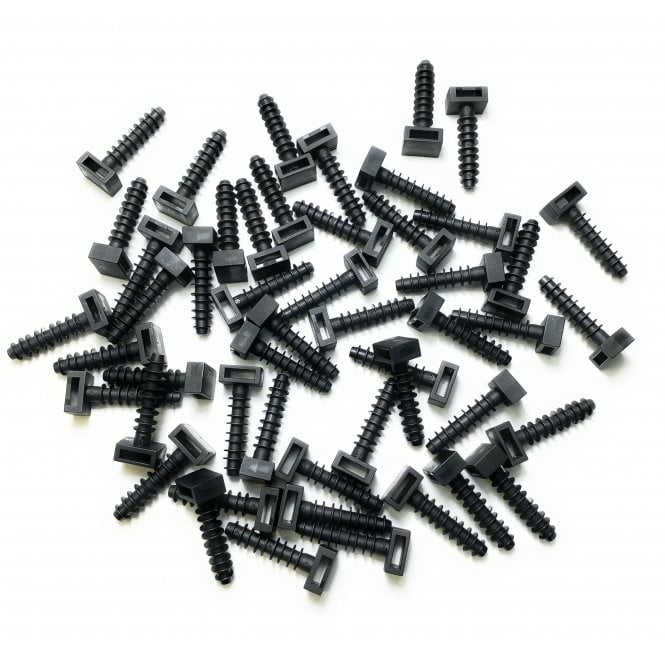 Black Masonry Cable Tie Fixing Plugs – Fits Ties Up to 9 mm, 50 Pack