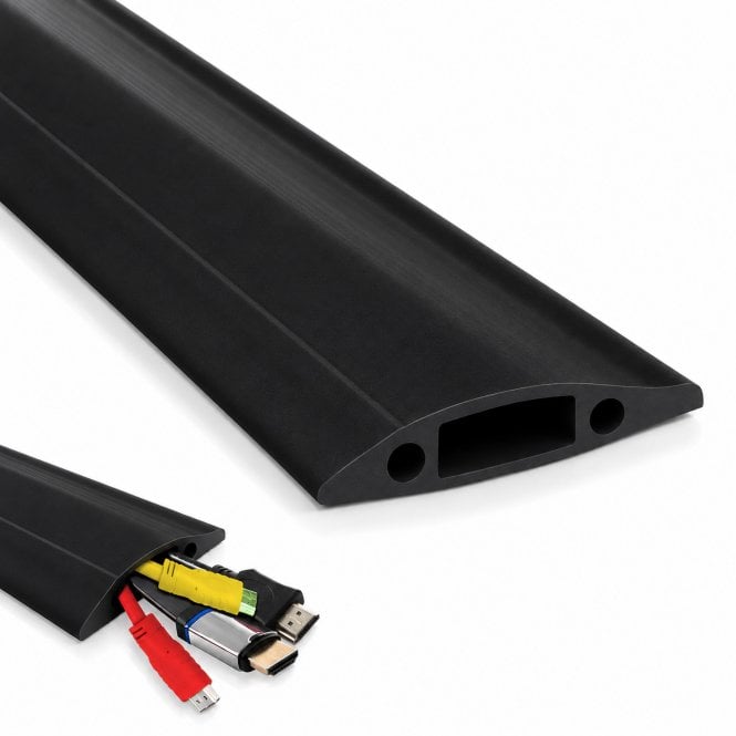 Black PVC Floor Cable Protector Cover 16mm x 8mm Cable Channel 1M–10M