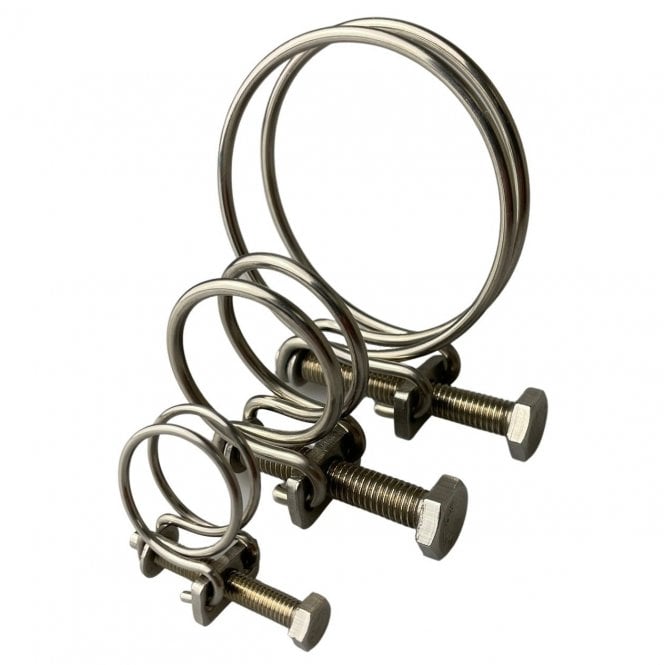  Stainless Steel Double Wire Hose Clips for Pond & Spiral Hose 13-80mm