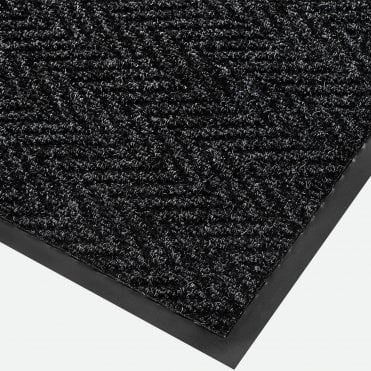 Chevron Entrance Mat with Herringbone Pattern 90cm x 150cm Charcoal