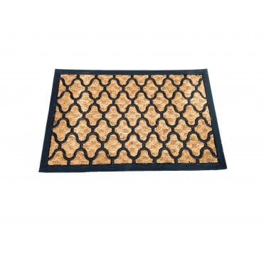 Coir Doormat 40 x 60 cm Anti-Slip Rubber Underside Welcome Mat, Brown