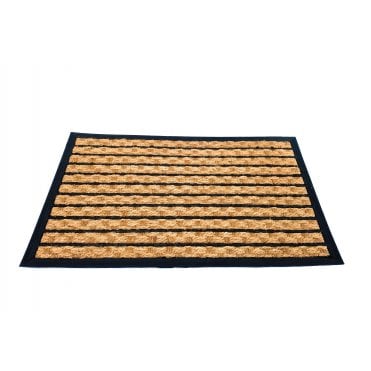 Coir Doormat 45 x 75 cm Anti-Slip Rubber Underside Welcome Mat, Brown