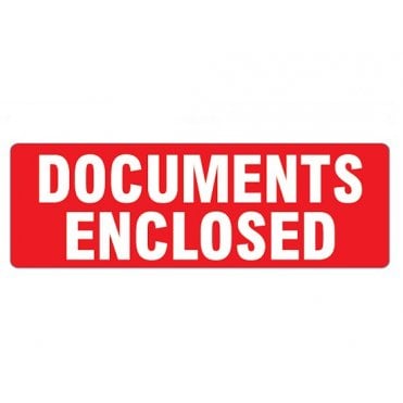 DOCUMENTS ENCLOSED Self Adhesive Sticky Labels on a Roll