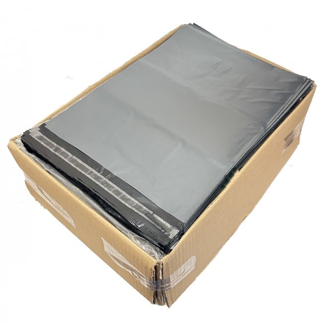 Grey Postal Mailing Bags - 60mu Thickness - Durable, Waterproof, 12
