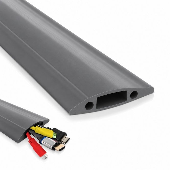 Grey PVC Floor Cable Protector Cover 16mm x 8mm Cable Channel 1M–10M