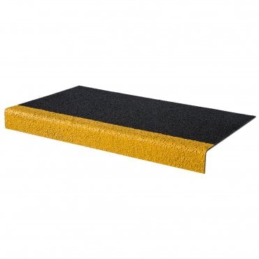 GRP Stair Tread Cover Slip Resistance Moulded Fibreglass 55mm x 345mm x 2000mm Black/Yellow