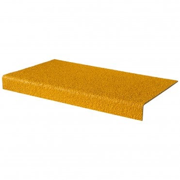 GRP Stair Tread Cover Slip Resistance Moulded Fibreglass 55mm x 345mm x 2000mm Yellow