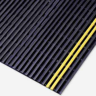 Interflex Hazard Slip-Resistance & Anti-fatigue Mat Roll with Yellow Side Strips 60cm x 10m