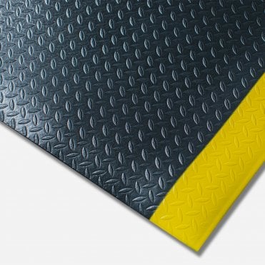 Kumfi Diamond Anti-fatigue Mat with Beveled Edges 60cm x 90cm Black/Yellow	