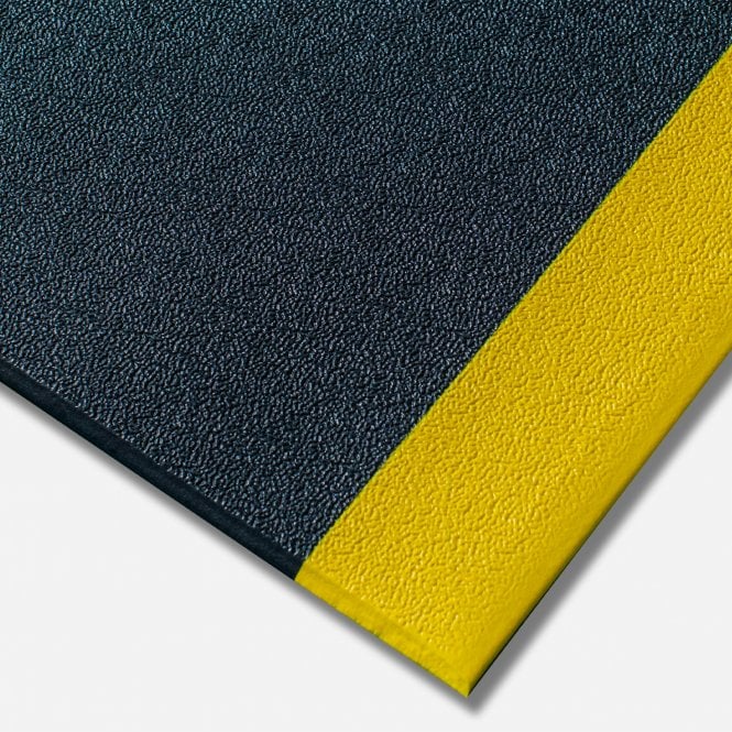 Kumfi Pebble Light Duty Anti Fatigue with Pebble Surface Mat 90 x 18.3m Black/Yellow