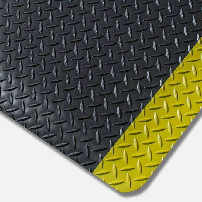 Kumfi Tough Heavy Duty Anti Fatigue Mat 120cm Wide Black/Yellow