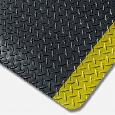 Kumfi Tough Heavy Duty Anti Fatigue Mat 90cm x 23m Black/Yellow