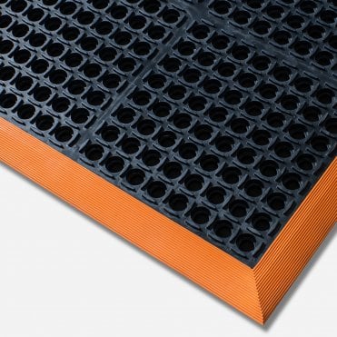 Oilzone Anti Fatigue & Oil Resistant Mat 66cm x 102cm Black/Orange