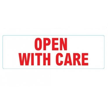 OPEN WITH CARE Self Adhesive Sticky Labels on a Roll