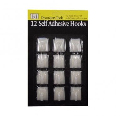 Pack of 12 Self Adhesive Milky White Stick On Plastic Household Hooks