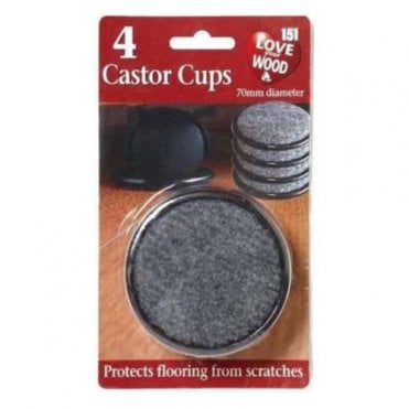 Padded Castor Cups - Protect Floor from Scratches (Pack of 4) 70mm