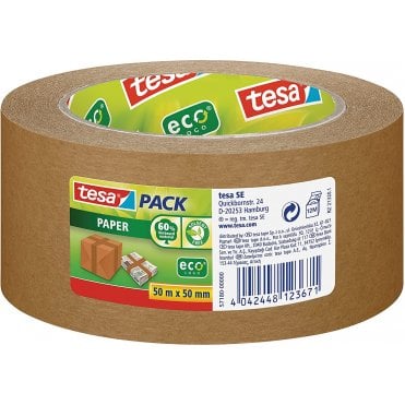 Paper Packaging Tape Made From Recycled Materials for Packing Parcels and Boxes 50 m x 50 mm