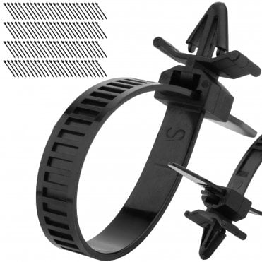 Releasable Push Mount Cable Ties – Black Nylon 8x150mm