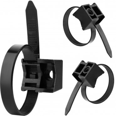 Saddle Mount Cable Ties - Black, 7.5mm x 180mm (Pack of 10) | Durable and Versatile