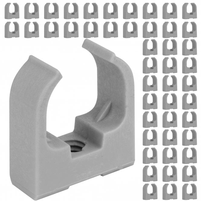 Saddle Push-In Cable Clips for 20mm & 25mm Conduit – Grey – Pack of 10 or 50 – Heavy-Duty PVC