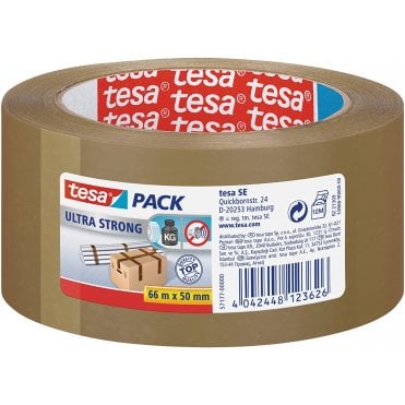 Ultra Strong - PVC Packing Tape for Solid Packaging and Secure Bundling - Brown - 66 m x 50 mm