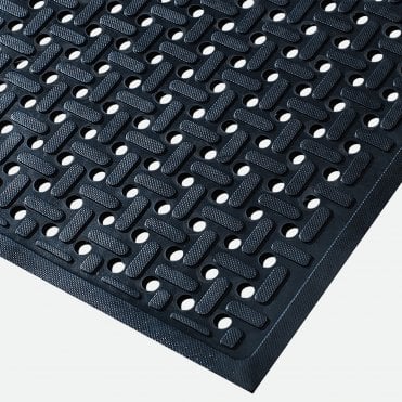 Ultraflow Grease-resistant Anti-Fatigue Free Draining Mat 84cm x 136cm Black