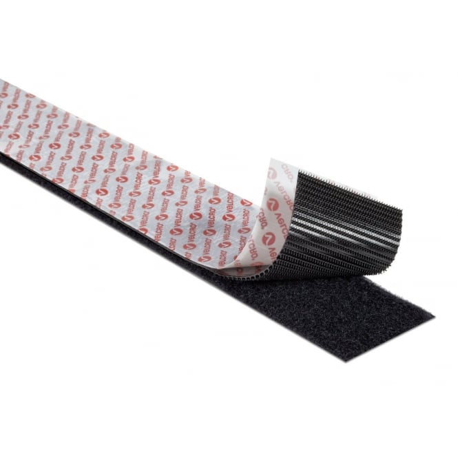 VELCRO® Brand Heavy Duty ULTRA-MATE® Black Self-Adhesive Hook & Loop Tape Set – 50mm Wide, 1m–25m Lengths