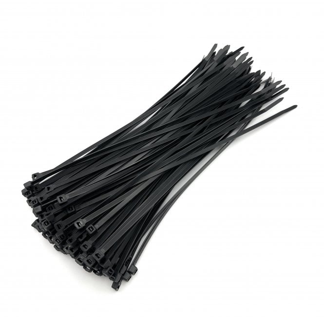 Weather-Resistant Cable Ties (300mm x 4.8mm, Black) – Pack of 100 Heavy Duty UV Nylon Zip Ties