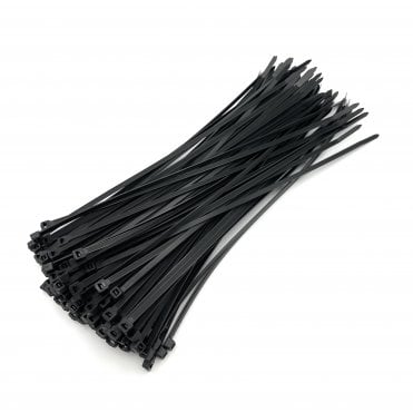 Weather-Resistant Cable Ties (300mm x 4.8mm, Black) – Pack of 100 Heavy Duty UV Nylon Zip Ties
