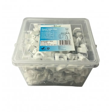 White Round Heavy Duty Nail Cable Clips K-Type Trade Box 