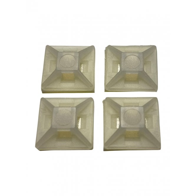 White Self-Adhesive 4-Way Cable Tie Mounts – 50 Pack
