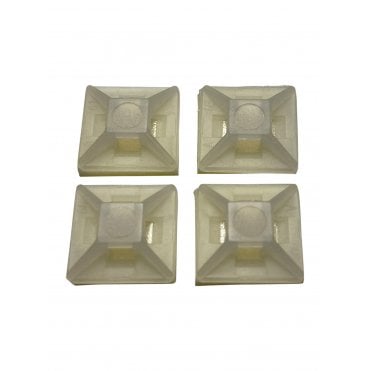 White Self-Adhesive 4-Way Cable Tie Mounts – 50 Pack