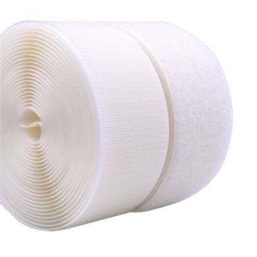 White Sew On Hook and Loop Tape Set with Non-Adhesive Back Nylon Fabric Fastener
