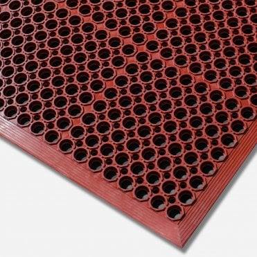 Workzone Anti-Fatigue Mat with Drainage Hole 91cm x 297cm Red